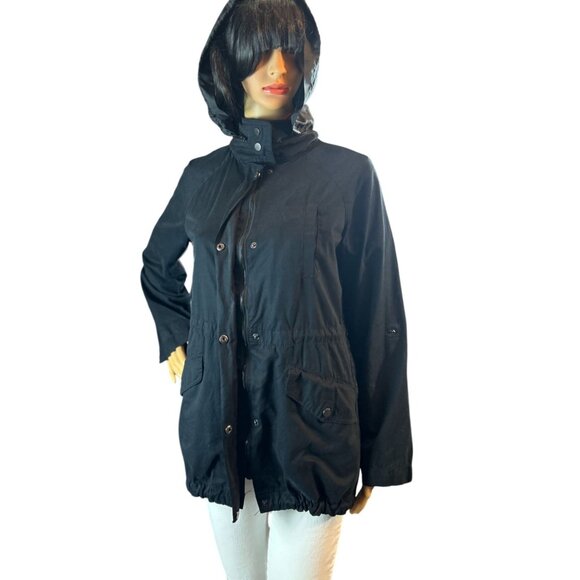 (5/25) a.new.day Lightweight Utility Jacket with Hideable Hood in Black- Small - Picture 4 of 8
